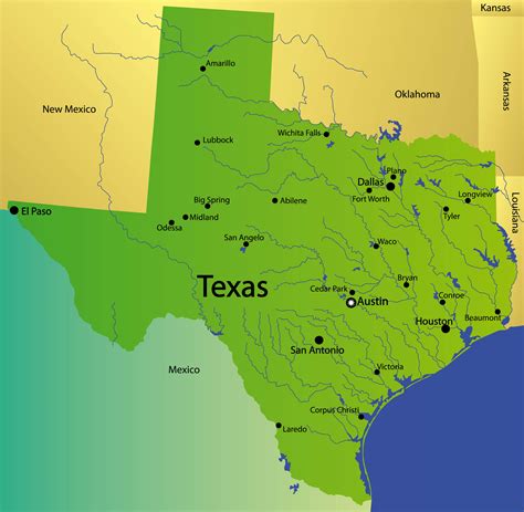 Map of Texas in the USA